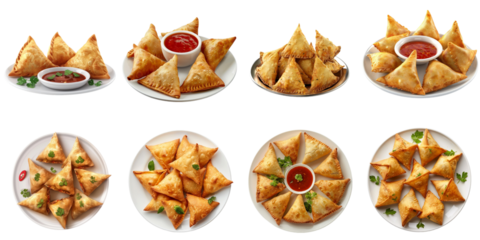 Indian food samosa png mockup in 3d without backoground for decoration.