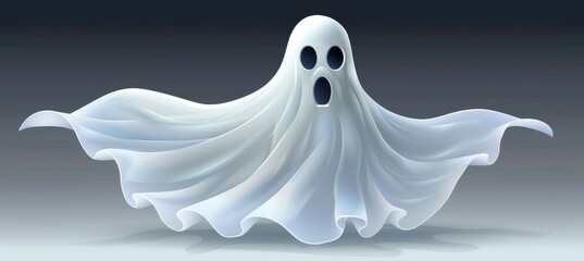 Realistic white ghost illustration for a spooky and frightening presence in search results - obrazy, fototapety, plakaty