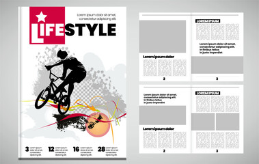 Printing magazine or e-book with sport subject in background, easy to editable vector - 760866910