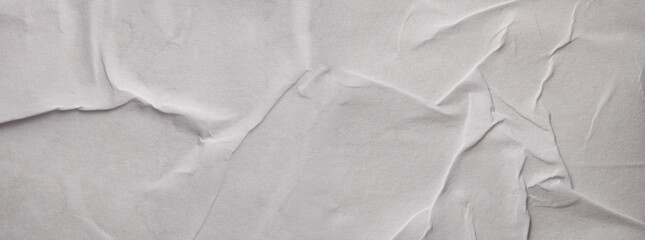 Wet crumpled craft paper blank texture copy space horizontal long background.