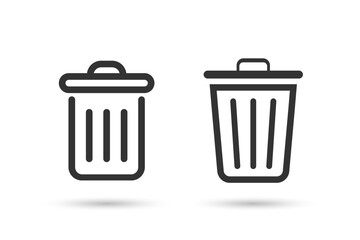 Trash bin icons. Delete symbols. Trash can vector icon set.