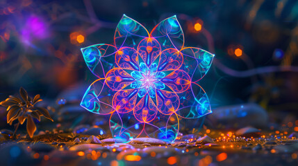 Neon Iridescent Flower of Life