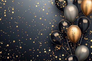 gold and black helium balloons holiday