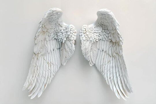 Two White Angel Wings on White Background