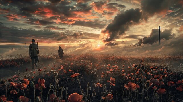 image that reflects the first world war, WW1, copy space, 16:9