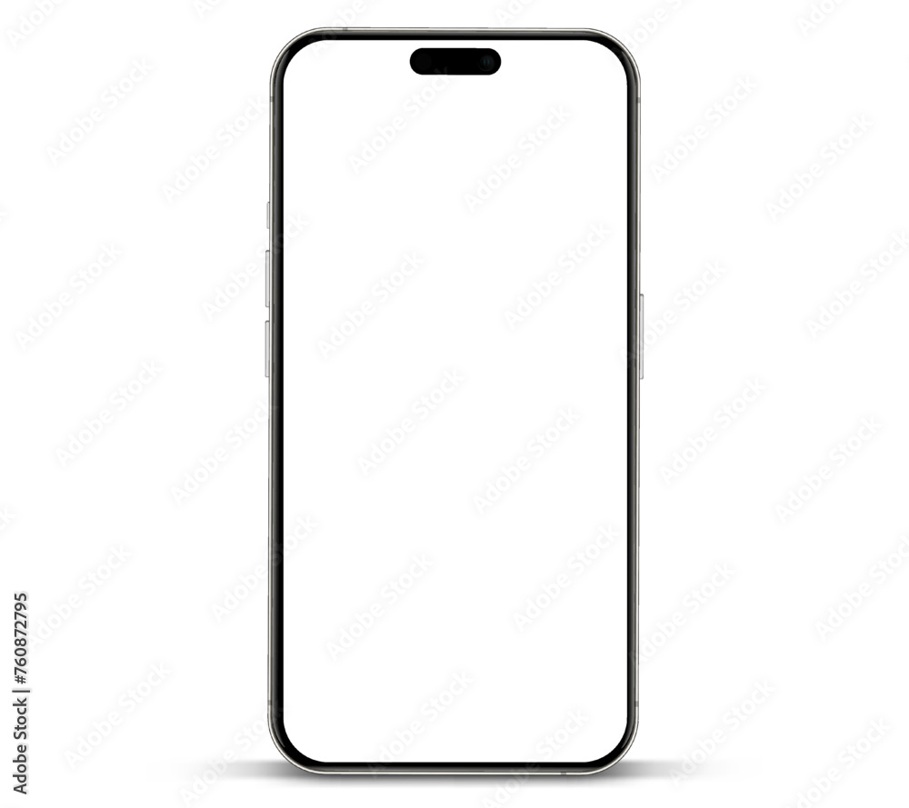 Aufkleber 3D realistic high quality smartphone mockup with isolated background. Smart phone mockup collection. Device front view. 3D mobile phone with shadow on white background.