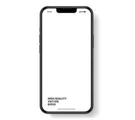 3D realistic high quality smartphone mockup with isolated background. Smart phone mockup collection. Device front view. 3D mobile phone with shadow on white background.