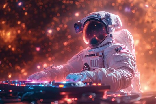 Astronaut Playing Keyboard in Space