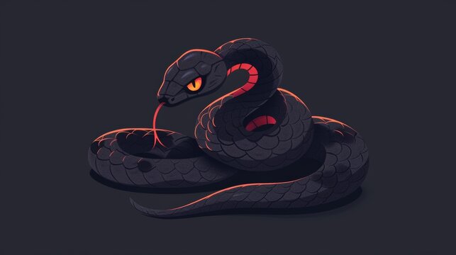 A snake,flat cector logo,black,flat 2d,flat illustration, generated with AI