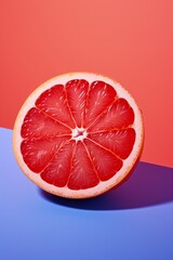 Slice of Summer: Grapefruit on Dual Tone Background, Red to Blue Gradient