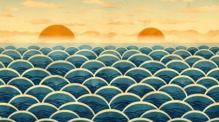 Vibrant retro orange and teal gradient wave pattern background design with a vintage aesthetic