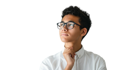 A man wearing glasses and a white shirt, exuding intelligence and style