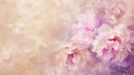 Elegant Peonies On Vintage Beige Background For Sophisticated Decor: Timeless Beauty, Classic Elegance, Floral Sophistication, Vintage Charm