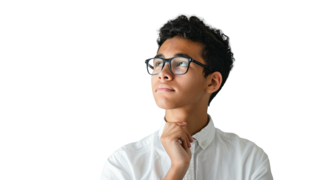 A man wearing glasses and a white shirt, exuding intelligence and style