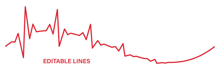 Editable stroke heart diagram, red EKG, cardiogram, heartbeat line vector design to use for healthcare, healthy lifestyle, medical laboratory, cardiology project.
