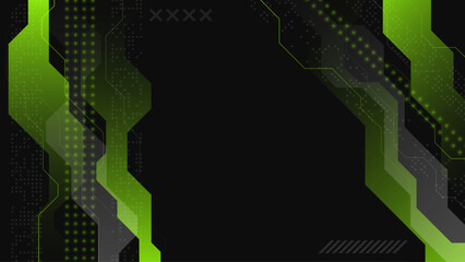 Abstract Technology Background. Green and Black Colors. Vector Illustration