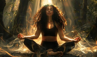 girl sitting doing yoga beautiful light