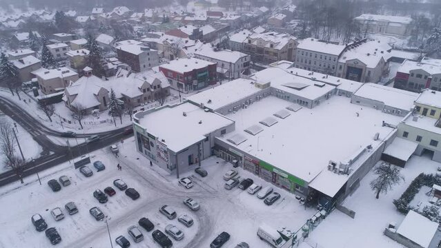 Winter Downtown Snow Belchatow Aerial View Poland