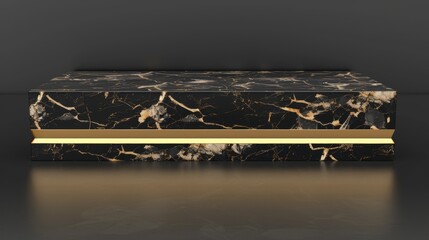 Abstract dark stone podium on rock background for product display in studio with marble showcase