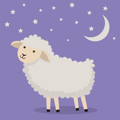 Cute cartoon sheep. Flat style. Vector illustration