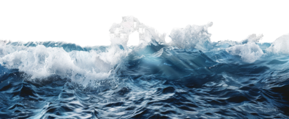 Water, blue water surface with wave isolated on a white background. Sea water surface cut out