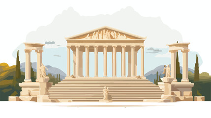 Ancient Greek amphitheater with marble columns and