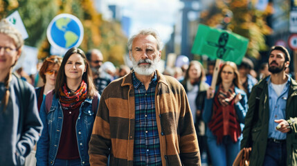 Climate Activists Marching Aerial View, news, illustration, image, article, newspaper