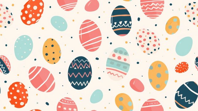 Seamless pattern with Easter eggs in modern style. Colorful Easter eggs pattern for holiday celebration. Seamless Easter egg wallpaper. Background for card, invitation, textile and poster.