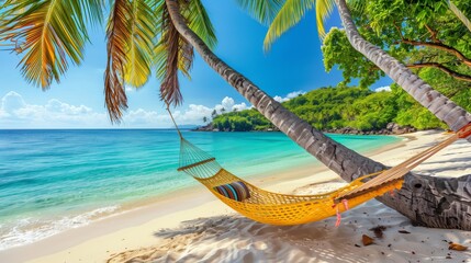 Fototapeta premium Relaxing Hammock on a Serene Tropical Beach