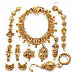 gold royal jewelry isolated on white background