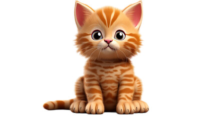 A fluffy kitten gazes up from the top of a pristine white floor