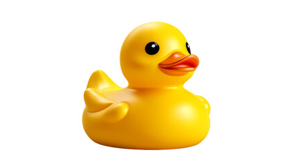 Cheerful yellow rubber ducky resting peacefully on a clean white surface