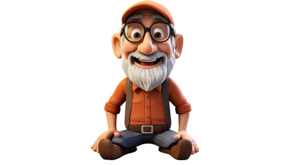 A quirky cartoon character with distinctive glasses and a well-groomed beard