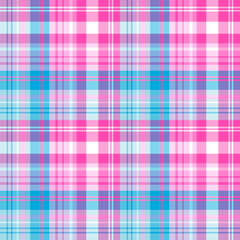 Seamless pattern in comfortable cute blue and pink colors for plaid, fabric, textile, clothes, tablecloth and other things. Vector image.