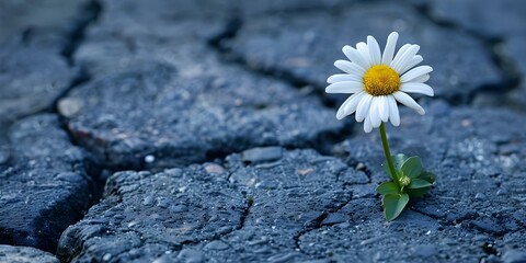 The Resilience of a Delicate Flower Amidst Urban Pavement. Concept Nature versus Cityscape, Urban Flora, Resilient Beauty, Visual Contrast, Intriguing juxtaposition