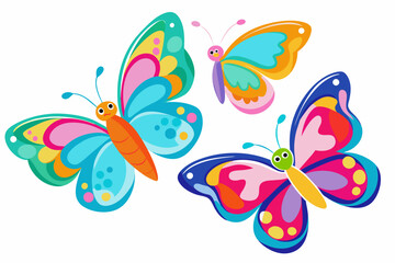 Fototapeta na wymiar butterfly stickers for kids, vector art illustration