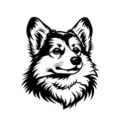 Fototapeta premium A simple line art tattoo-style logo, showcasing a modern minimalist design element like a corgi, in black on white. It emphasizes clean lines without any depth, texture, or skin el, generated with AI