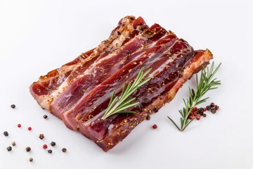 a spiced bacon isolated on solid white background