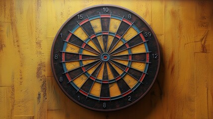 Wooden Dart Board Mounted on a Wall