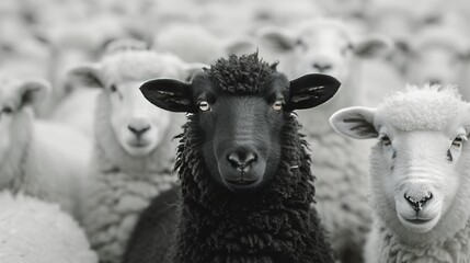 Herd of Sheep Standing Together