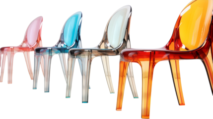 A vibrant row of colorful chairs, lined up side by side in perfect harmony