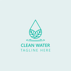 waterdrop with leaf logo design