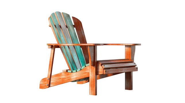 Wooden chair with a seat blending green and blue hues