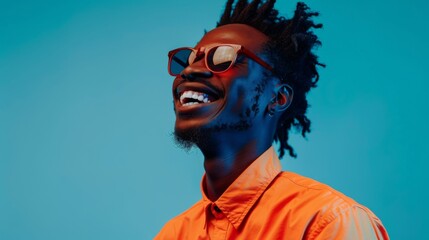 portrait of a black cheerful man with dreadlocks