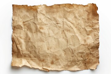 old paper mockup isolated on solid white background
