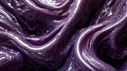 Luminous Purple Swirls in Glossy Liquid Art Form with fluid motion and artistry