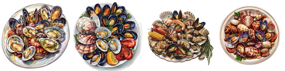 New England Clam Bake  Hyperrealistic Highly Detailed Isolated On Transparent Background Png File