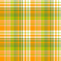 Seamless pattern in summer orange, green and white colors for plaid, fabric, textile, clothes, tablecloth and other things. Vector image.
