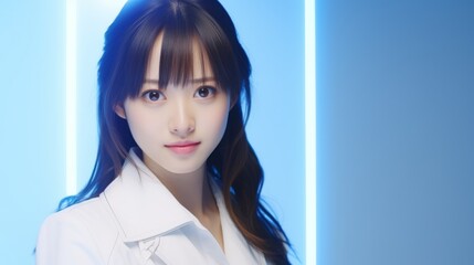 Woman in White Shirt and Tie Posing