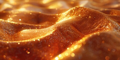 Golden Waves: Sparkling, Textured Surface Illuminated